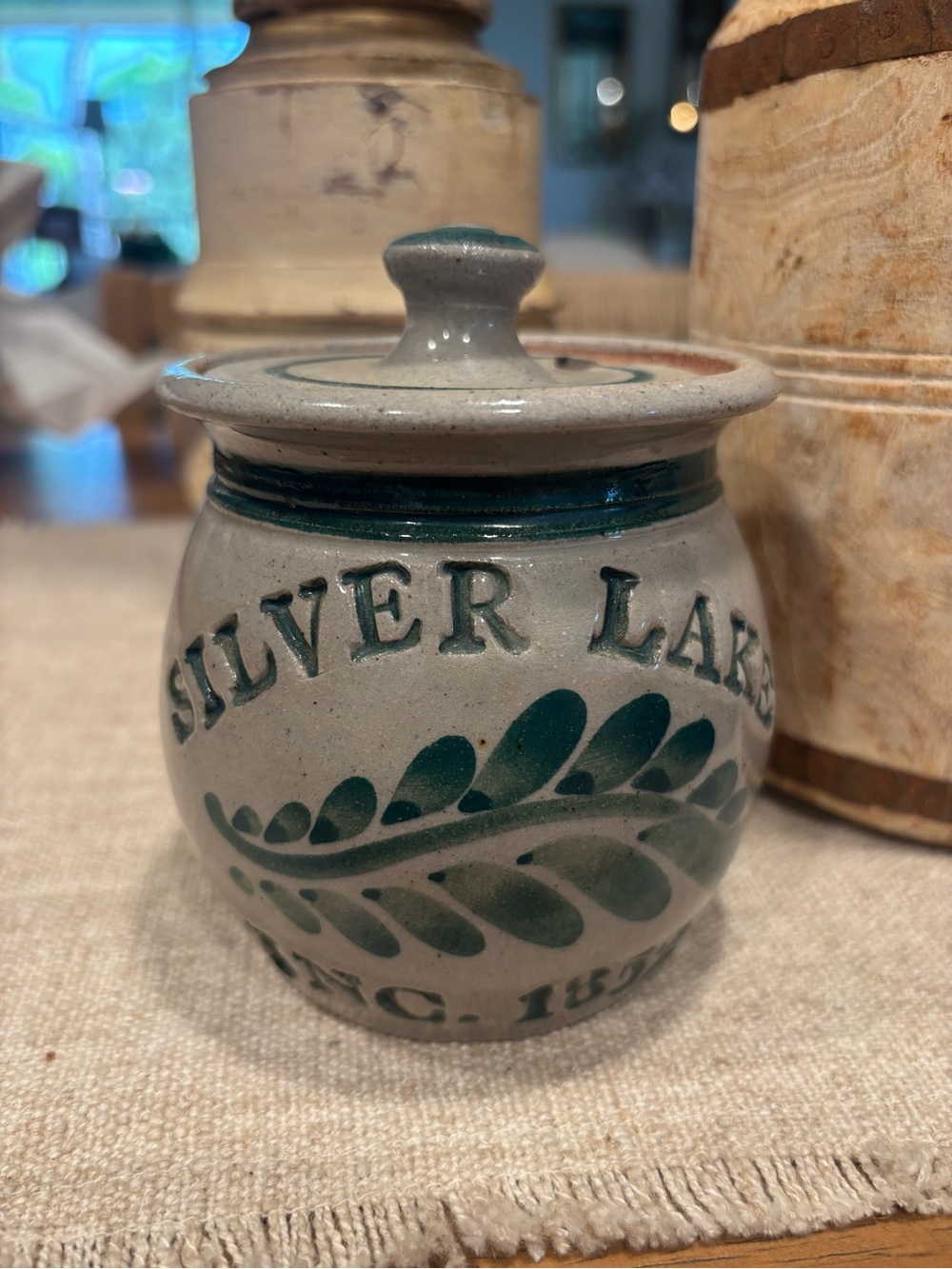 Handmade Silver Lake Stoneware Sugar Bowl w Lid Studio Pottery
